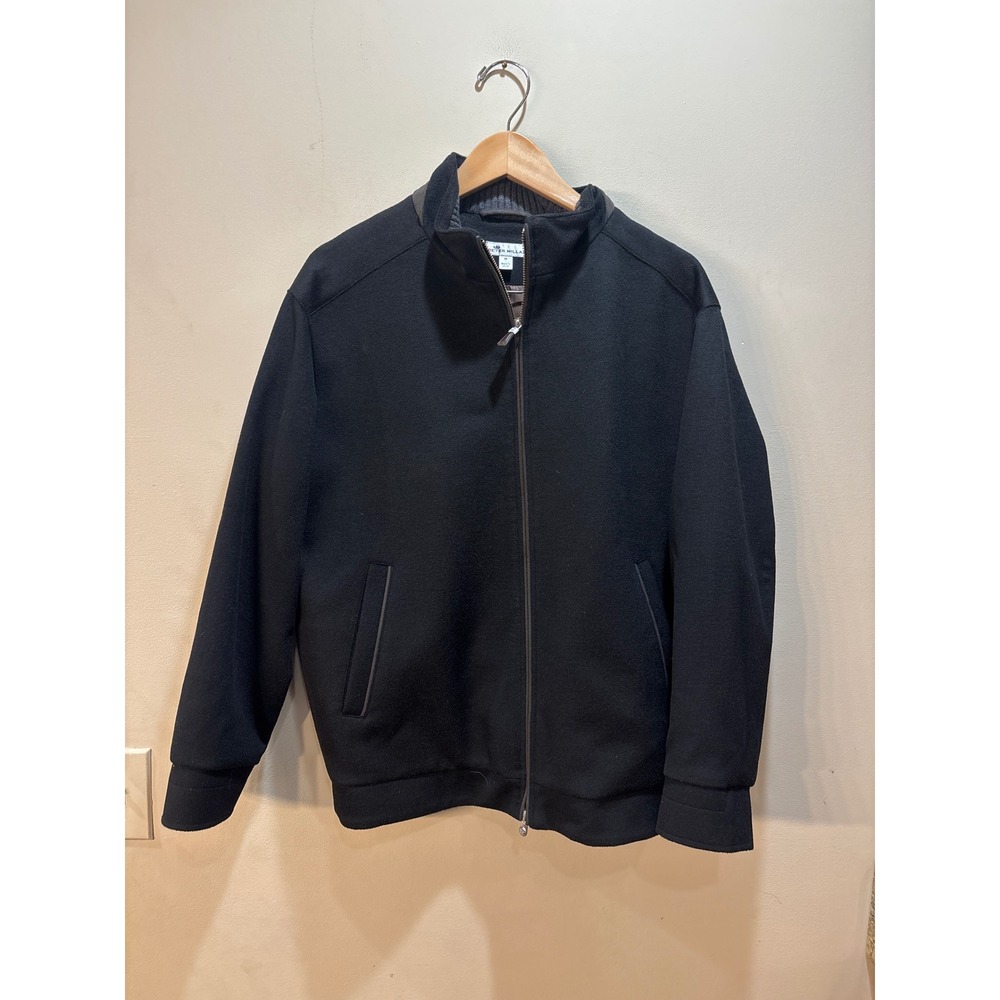 Peter Millar Black Wool Cashmere Full Zip Jacket Womens Medium Luxury Outerwear